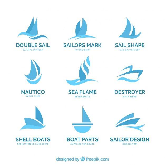 Boat Logo - Blue boat logos in abstract style Vector