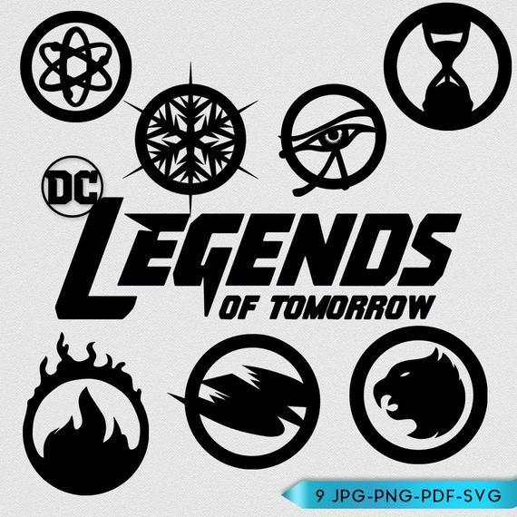 Tomorrow Logo - DC Legends of Tomorrow Logo Silhouettes Clip Art Black | Etsy