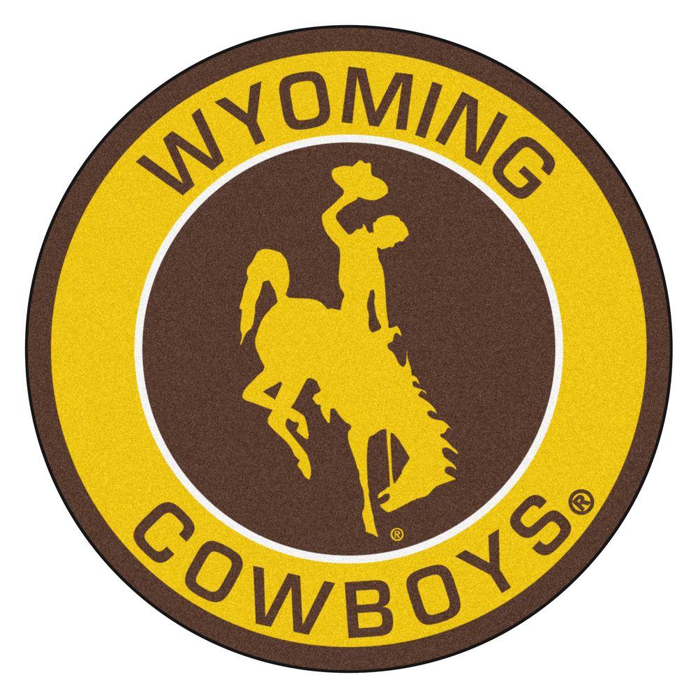 Wyoming Logo - FANMATS NCAA University of Wyoming Gold 2 ft. x 2 ft. Round Area Rug ...