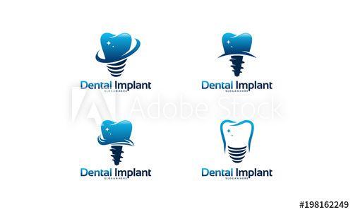 Implant Logo - set of Dental implant logo designs concept vector, Dental Care logo