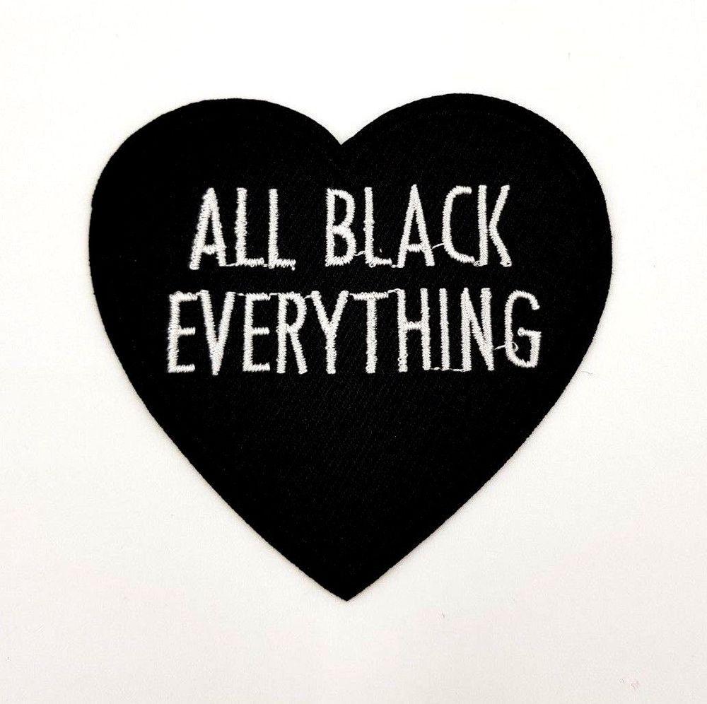 Everything Logo - New 'All Black Everything' Heart Logo Iron on / Sew on patch