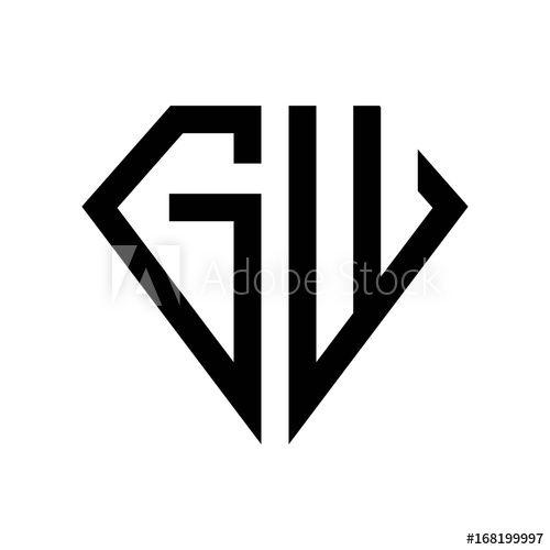 GW Logo - initial letters logo gw black monogram diamond pentagon shape