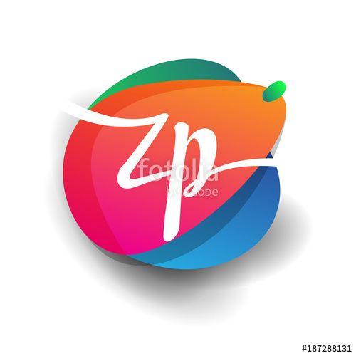 ZP Logo - Letter ZP logo with colorful splash background, letter combination ...