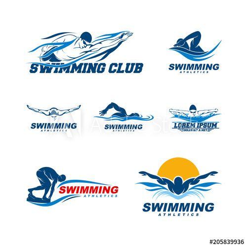 Swimming Logo - Set of Swimming logo designs vector, Creative Swimmer logo Vector ...