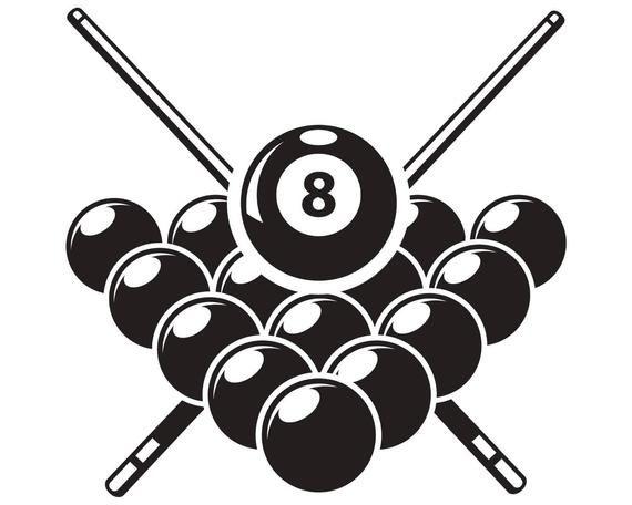 Billiards Logo - Billiards Pool Logo 2 Sticks Crossed Rack Eight Ball Sports | Etsy