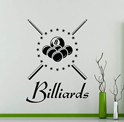 Billiards Logo - Billiards Logo Wall Vinyl Decal Billiard Sticker Home Art Interior