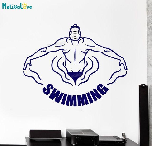 Swimmer Logo - New Design Vinyl Wall Decal Swimming Pool Swimmer Water Sports Word
