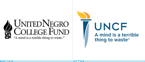 UNCF Logo - Brand New: A Torch is a Terrible Thing to Waste