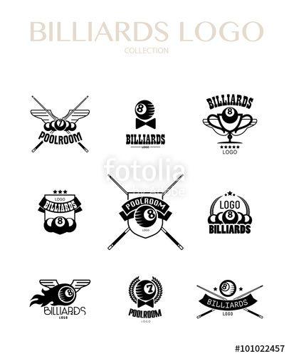 Billiards Logo - Poolroom And Billiards Flat Icons. And Royalty Free