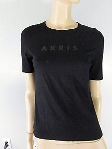 Akris Logo - AKRIS PUNTO BLACK LOGO SHORT SLEEVE TOP-BLOUSE SIZE 10 | eBay