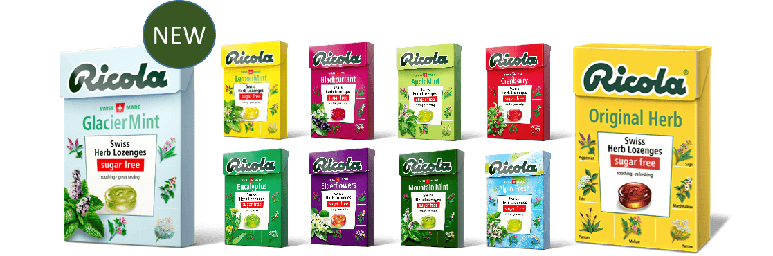 Ricola Logo - A TRACE OF GLACIER PEPPERMINT. A TASTE OF SWISS HERBS. MOMENTS