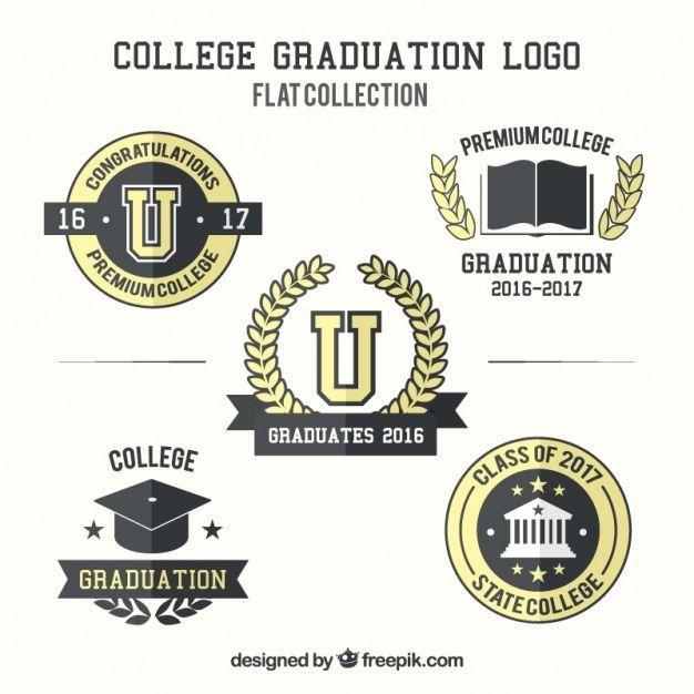 Graduation Logo - Set of black and yellow graduation logos Free Vector | Original ...