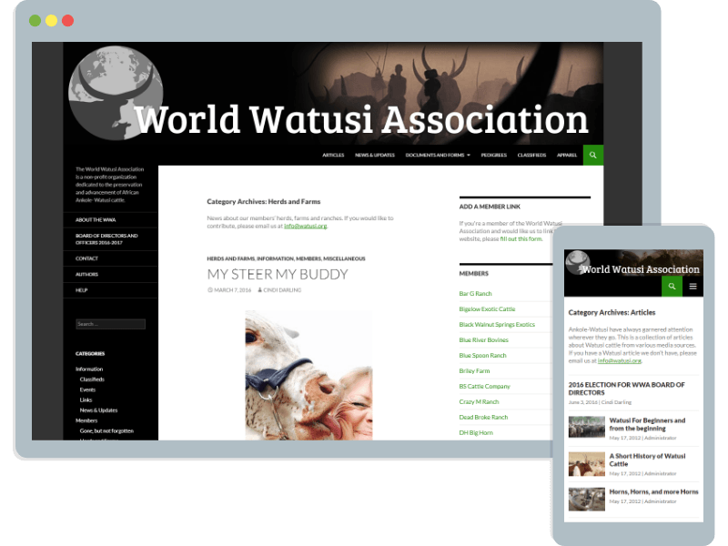 Watusi Logo - World Watusi Association.. Smokie Lee Design, Web Development