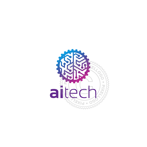 Intelligence Logo - Artificial intelligence - Gear Brain logo template | Pixellogo