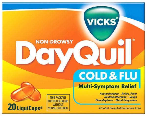 Dayquil Logo - Vicks Dayquil Cold and Flu Medicine 16 LiquiCaps