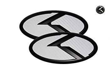 Veloster Logo - 3D K Logo Emblem White Carbon Fiber & Black Edition Set 3pc Front + ...