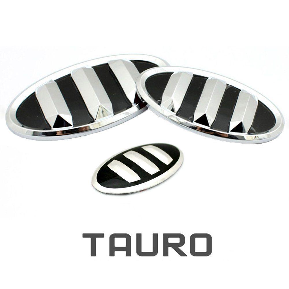 Veloster Logo - Amazon.com: 3D Tauro Black Emblem Set 3pc Front + Rear + Steering ...