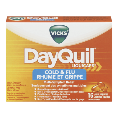 Dayquil Logo - Vicks Dayquil Liquicaps Cold & Flu 16 Capsules. Cough, Cold & Flu