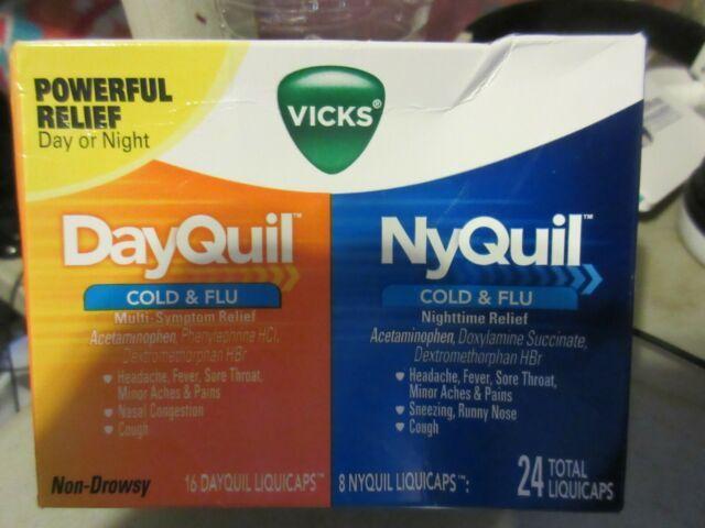 Dayquil Logo - 2x Vicks DayQuil and NyQuil Cold & Flu Relief 48 LiquiCaps Total Exp