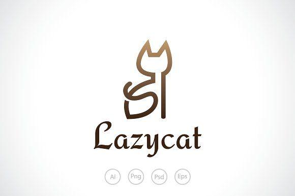 Lazy Logo - Beautiful Lazy Cat Logo Template Logo Templates Creative Market