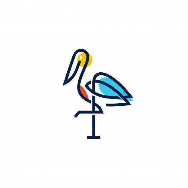 Stork Logo - Stork logo colorful line art monoline outline illustration Vector