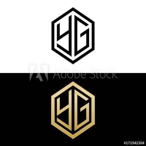 YG Logo - initial letters logo yg black and gold monogram hexagon shape vector ...