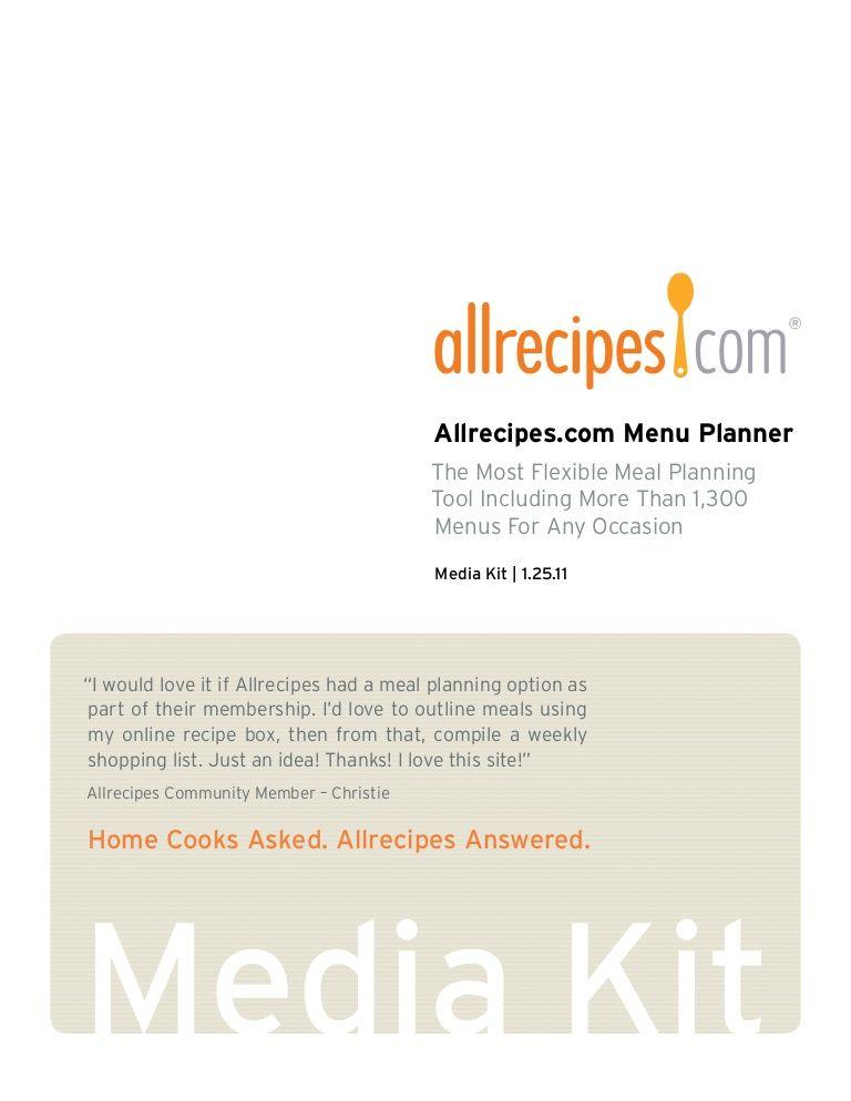 Allrecipes.com Logo - Allrecipes' Menu Planner Media Kit
