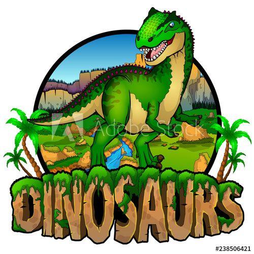 Allosaurus Logo - Logo Dinosaurs World with Allosaurus. Vector illustration. - Buy ...