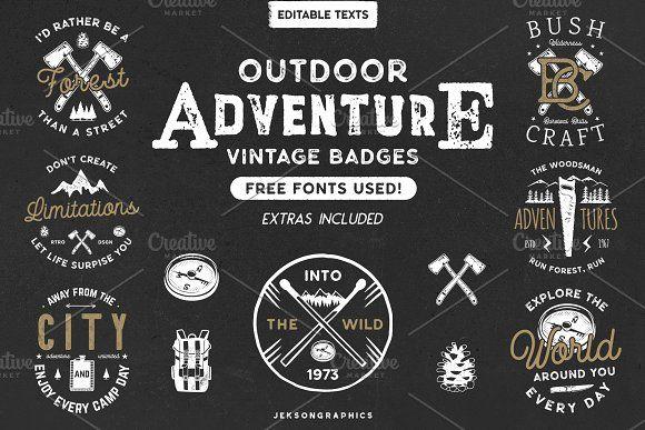 Outdoor Logo - Vintage Outdoor Adventure Logos Logo Templates Creative Market