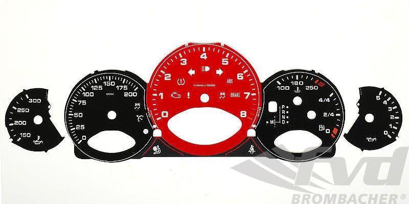 Tachometer Logo - Gauge Faces black 997-2 GTS PDK mph tachometer in guards red with ...