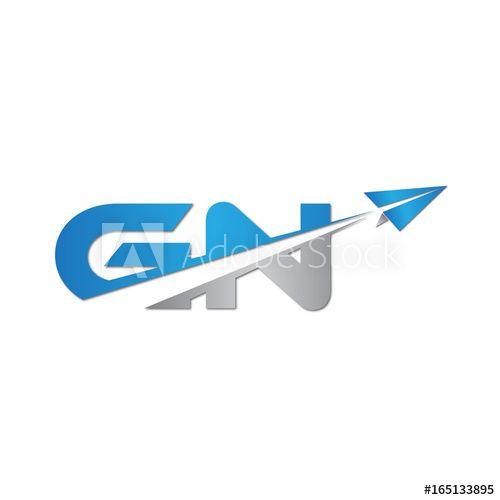 GN Logo - initial letter GN logo origami paper plane this stock vector