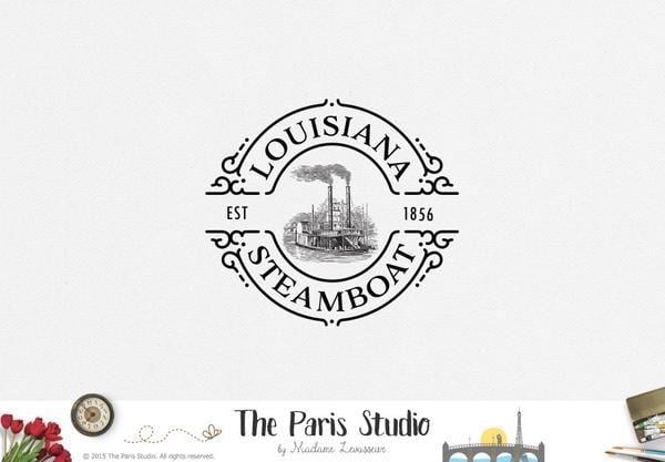 Steamboat Logo - Vintage Steamboat Logo Design by The Paris Studio, Madame Levasseur