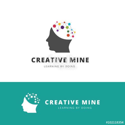 Learning Logo - Creative idea logo, Brain logo, learning logo, education logo, mine