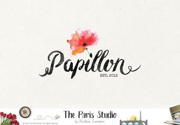 Poppy Logo - Watercolor Poppy Logo Floral Logo Design by The Paris Studio, Madame