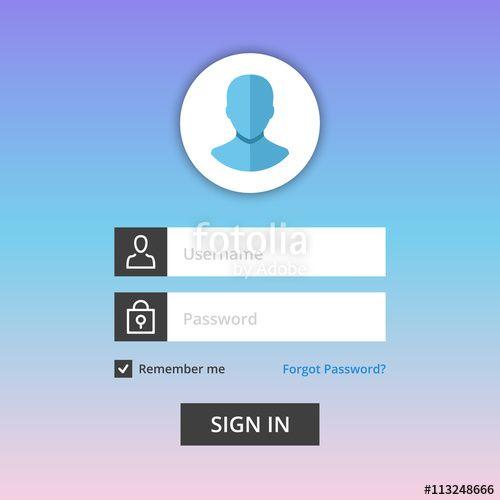Username Logo - Vector login form template. User login form with username and ...