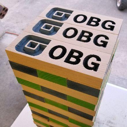 Jenga Logo - OBG Custom Giant jenga with company logo