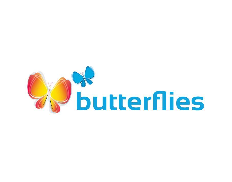 Butterflies Logo - Butterflies Logo - Colorful Butterflies with Blue Bold Text ...