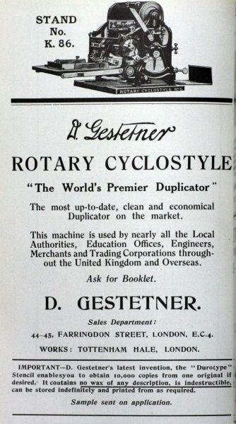 Gestetner Logo - Gestetner Duplicators- Tottenham