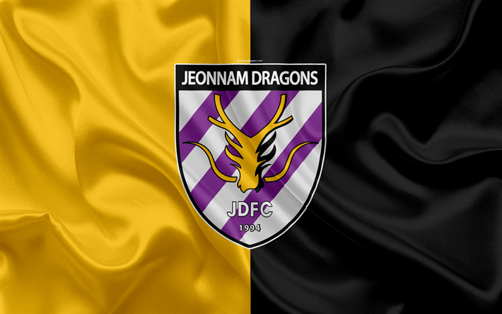 Jeonnam Logo - Herunterladen hintergrundbild jeonnam dragons fc -, seide-flag, 4k ...