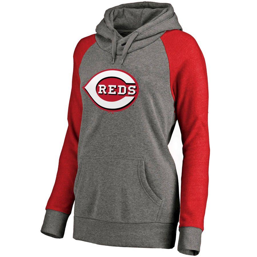 Cincinnati Logo - Women's Cincinnati Reds Ash Primary Logo Raglan Sleeve Tri-Blend ...