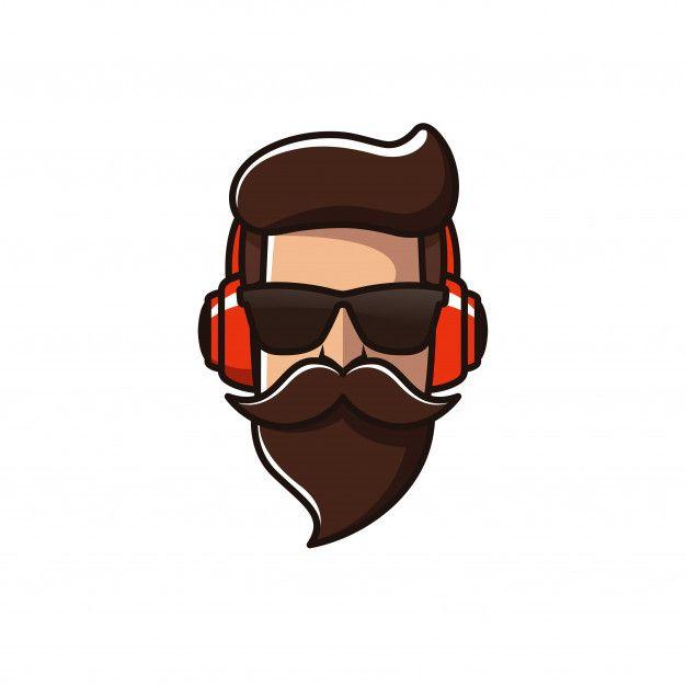 Beard Logo - Beard man with headphone logo template Vector | Premium Download