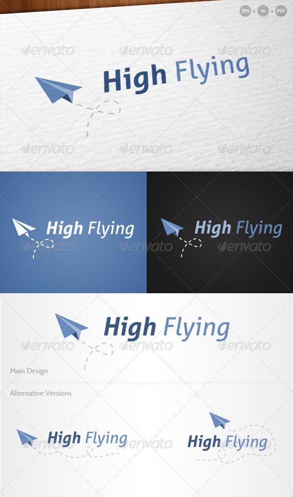 Areoplane Logo - High Flying' Airplane / Aeroplane Logo