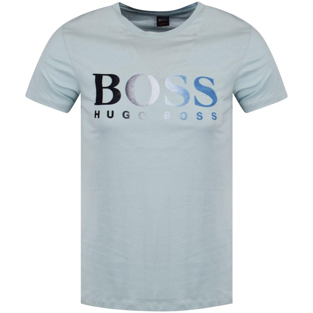 Textured Logo - BOSS Boss Casual Sky Textured Logo T-Shirt - Men from Brother2Brother UK