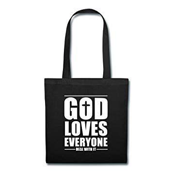 Everyone Logo - SHEAN God Loves Everyone Logo Shopping Bags Black: Amazon.co.uk
