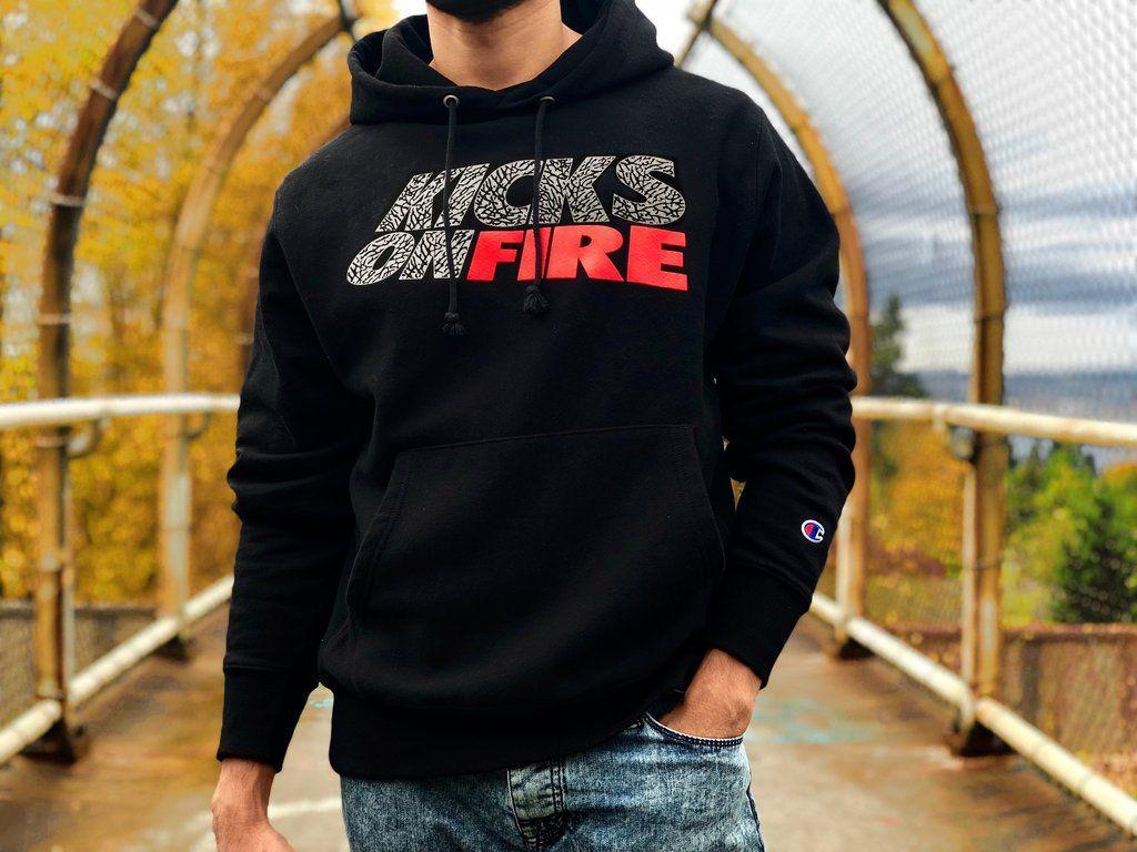 KicksOnFire Logo - KicksOnFire X Champion Reverse Weave Hoodie Sweatshirt + T Shirt