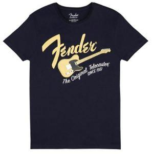 Blonde Logo - Fender T-Shirt - Original Tele Navy Blue / Butterscotch Blonde Logo ...