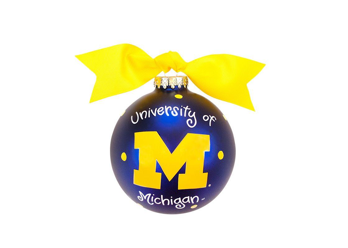 Michagin Logo - Michigan Logo Glass Ornament