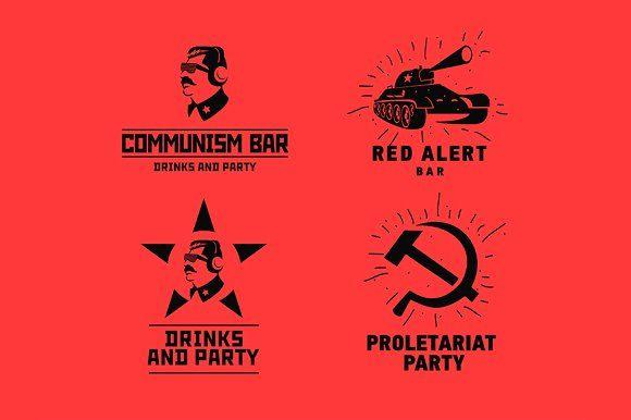 Comunist Logo - Stickers set of the communist logos ~ Logo Templates ~ Creative Market