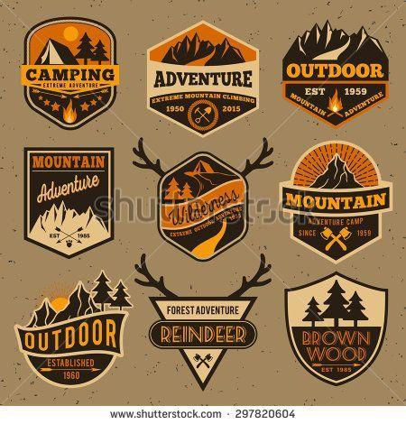 Emblem Logo - Set of summer camping outdoor adventure and mountain badge logo ...