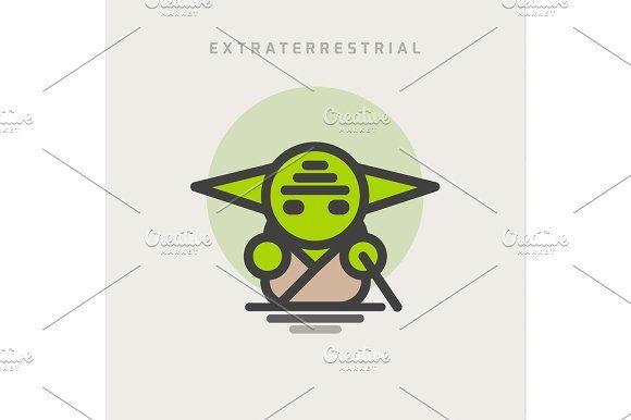 Extraterrestrial Logo - little green extraterrestrial with ears logo icon Illustrations